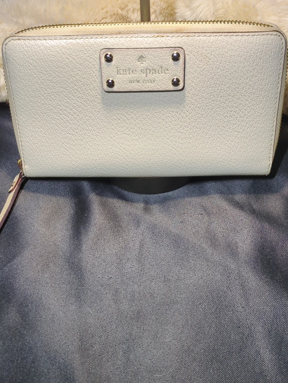 kate spade cream pebble leather zip-around wallet NOW ONLY $55